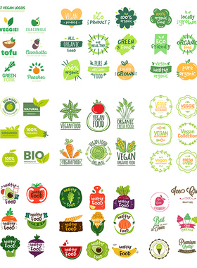 蔬菜水果标志 清新卡通创意生鲜果蔬LOGO图标 AI格式矢量设计素材
