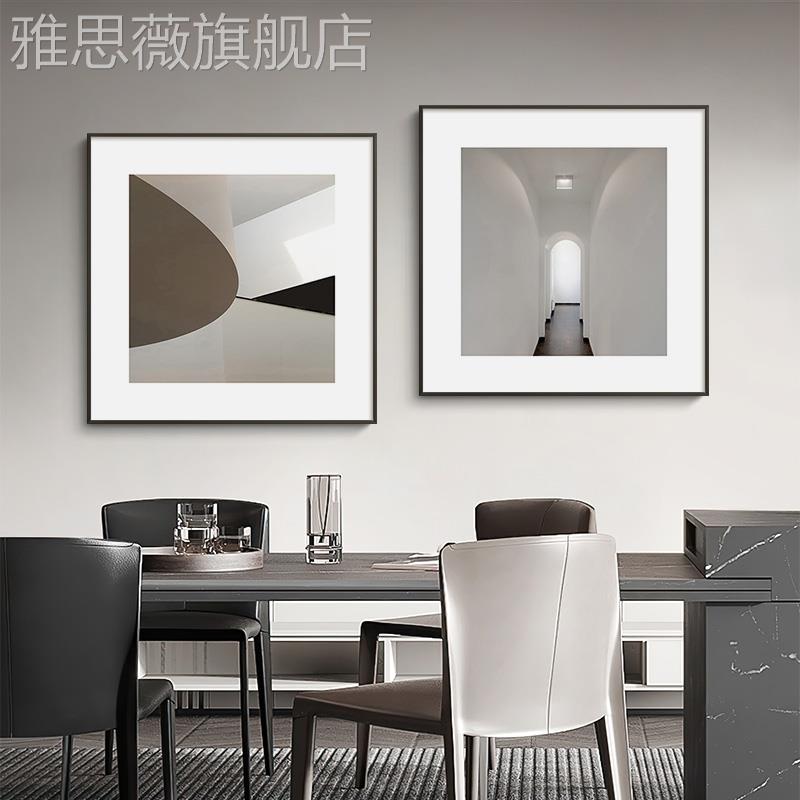 网红轻现代简约客厅装饰画联沙发背景墙奢高三档抽象黑白灰色餐厅