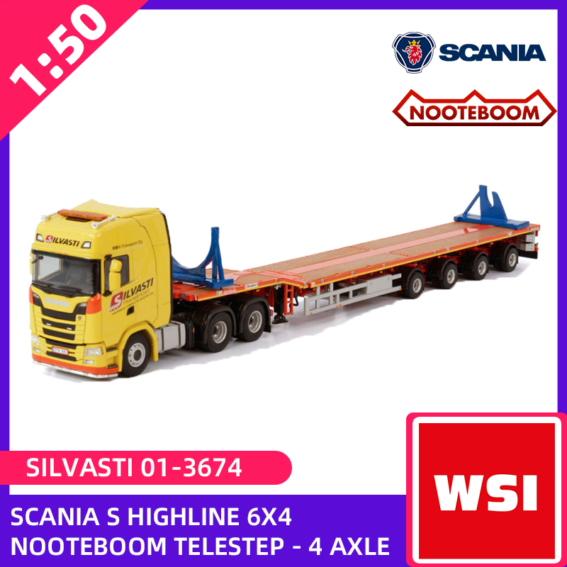 WSI模型 1:50比例 SCANIA 斯堪尼亚 S 4轴平板卡车模型 SILVASTI