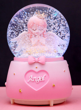 天使女孩下雪水晶球音乐盒公主娃娃旋转八音盒儿童闺蜜女生日礼物