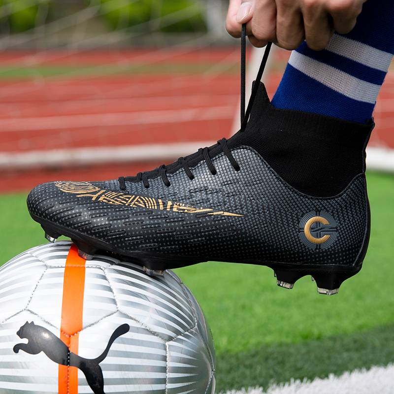 C罗梅西CR7刺客高帮足球鞋男碎钉ag长钉小学生成人足球比赛训练鞋