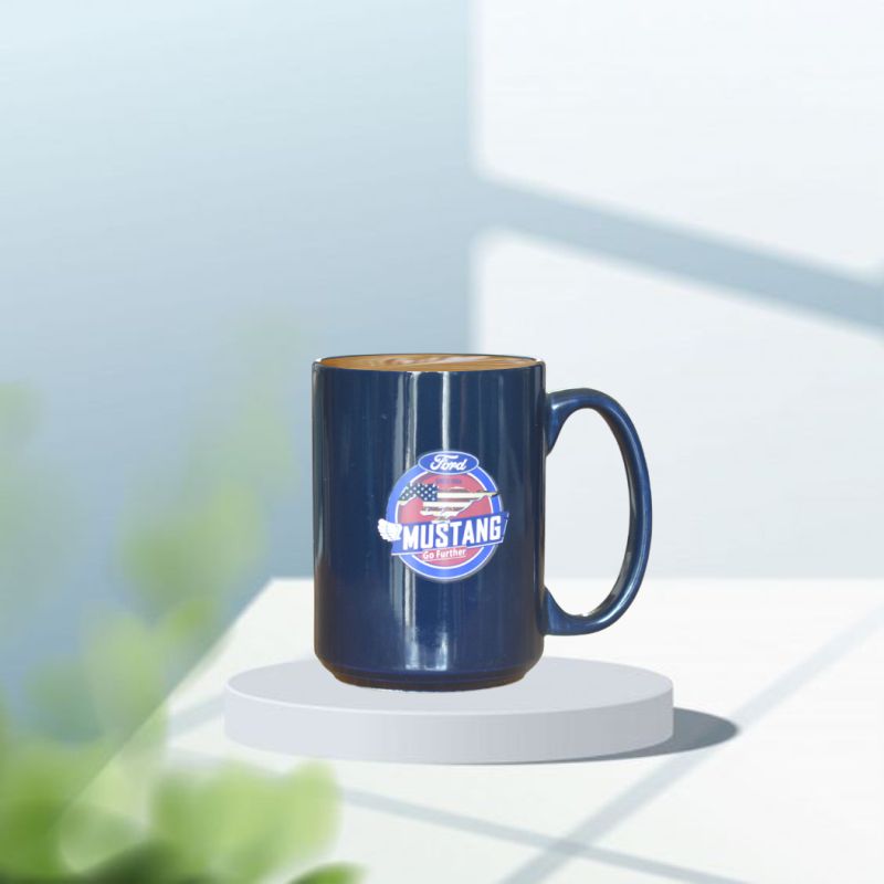 福特野马咖啡杯小众蓝色一套外贸定制大号马克杯潮牌美式颜值杯子