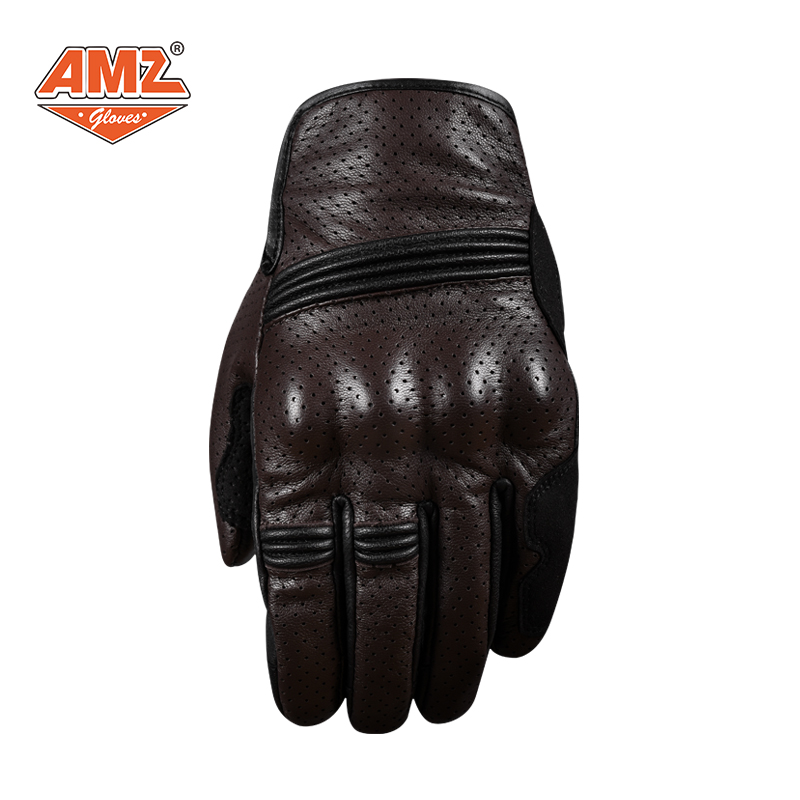 AMZ机车复古羊皮手套摩托车赛车街车骑行装备可触屏四季防护手套