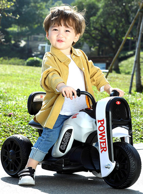 宝宝电动摩托车男女小孩充电可坐人儿童三轮电瓶车婴幼遥控玩具车