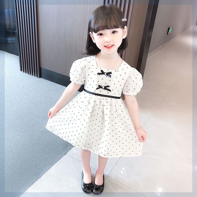 女童连衣裙最新款韩版可爱女宝宝儿童短袖中长款洋气公主裙女孩