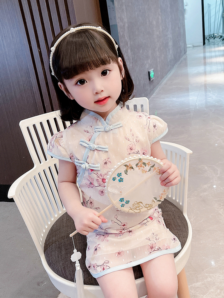 2024中国风女童夏装雪纺旗袍裙女孩夏季洋气薄款连衣裙女宝宝裙子