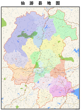 莆田市仙游县地图2023年行政区划市区主城区街道交通地图图片素材