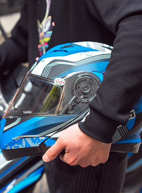 野马摩托车头盔男女双镜揭面盔四季半全覆式电动国标安全帽3C认证