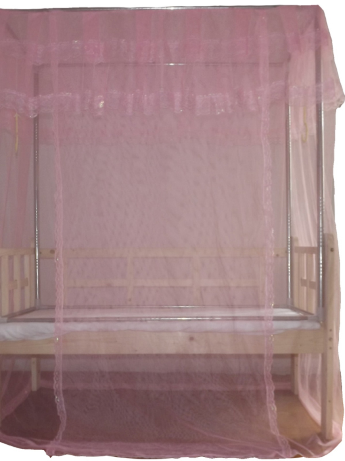 蚊帐打孔简单开门支架不锈钢床小加高安装单手工儿童床不框全婴儿