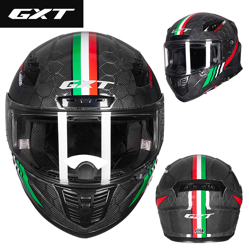 GXT摩托车碳纤维全盔男女冬季全覆式个性机车跑盔防雾四季