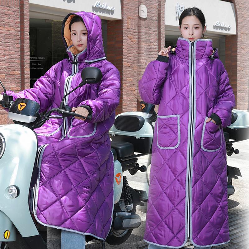 冬季长款男女骑行挡风衣防寒保暖电瓶车三轮车摩托车防风衣防寒服