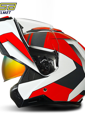 高档GSB摩托车头盔揭面盔男女式双镜片机车骑行赛车安全头盔四季