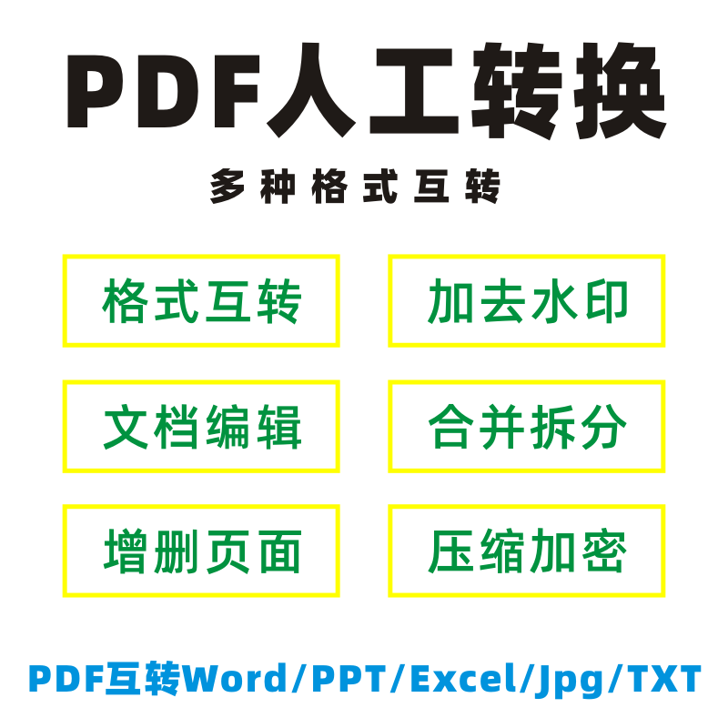 人工PDF转Word PDF转PPT PDF转Excel 图片转文字文档转格式可编辑