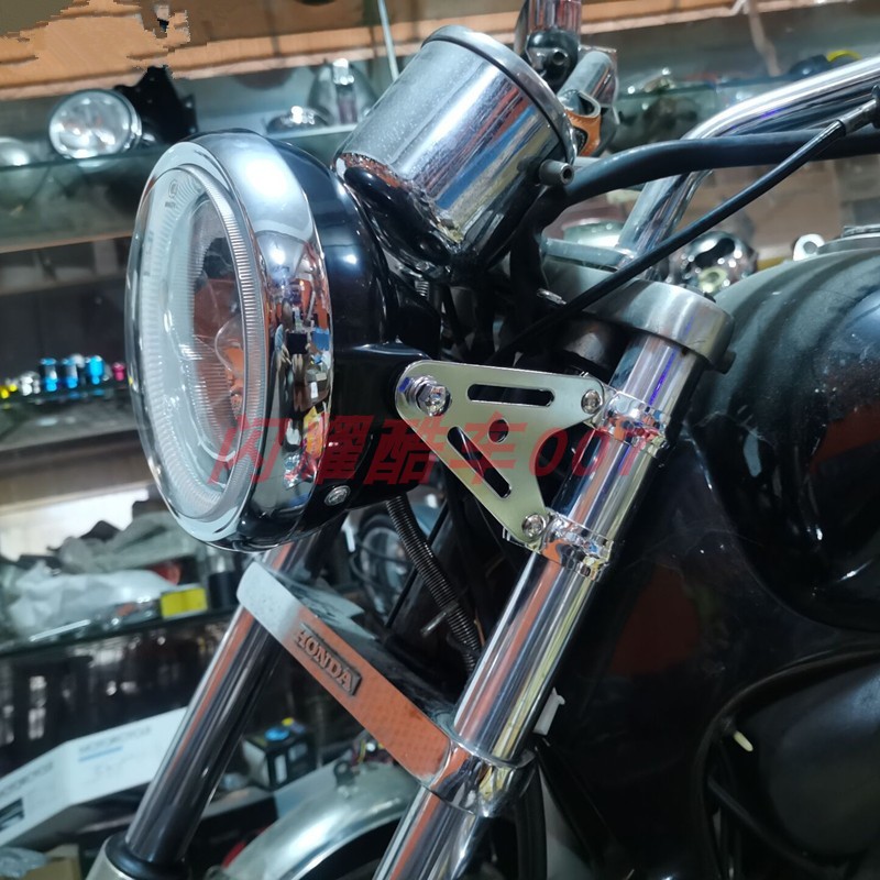 奔达游侠棍王CG天俊复古摩托车改装前大灯固定支架转向灯头罩支架