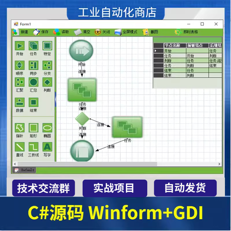 C#运控框架 SFC流程化 winform得GDI流程图控件程序源码