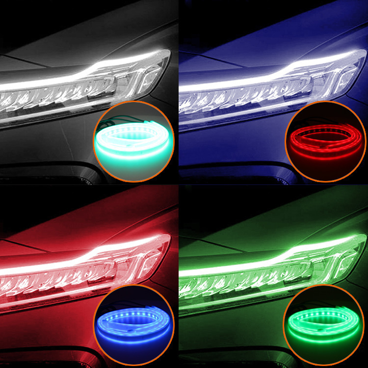 汽车超薄导光条电摩APP启动扫描摩托车转向灯流光流水灯LED氛围灯