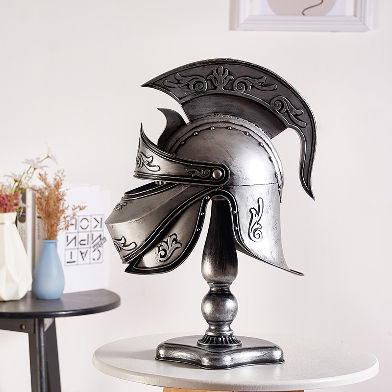 铁艺古罗马士兵中世纪骑士头盔甲摆件欧洲武士美式欧式复古装饰品