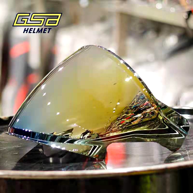 GSB摩托车头盔镜片G268A JET2半盔电镀金银茶色透明防晒镜面