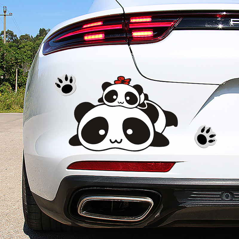 汽车车身大尺寸贴纸后保险杠遮挡划痕贴画花车子防水遮盖熊猫车贴
