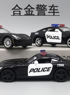儿童警车玩具模型仿真小汽车车模男孩合金警察车110奔驰特警玩具