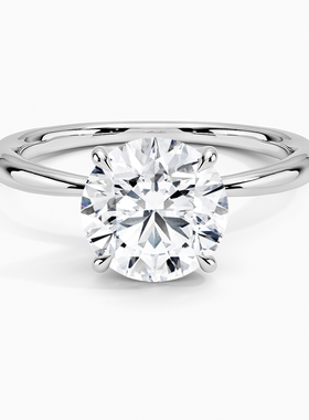 四爪简约天然钻石培育钻石戒指托定制结婚求婚钻戒礼物显白显大