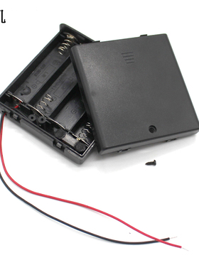 5号4节电池盒带盖带线带开关实验电路串联免焊接6V电源盒五号四节