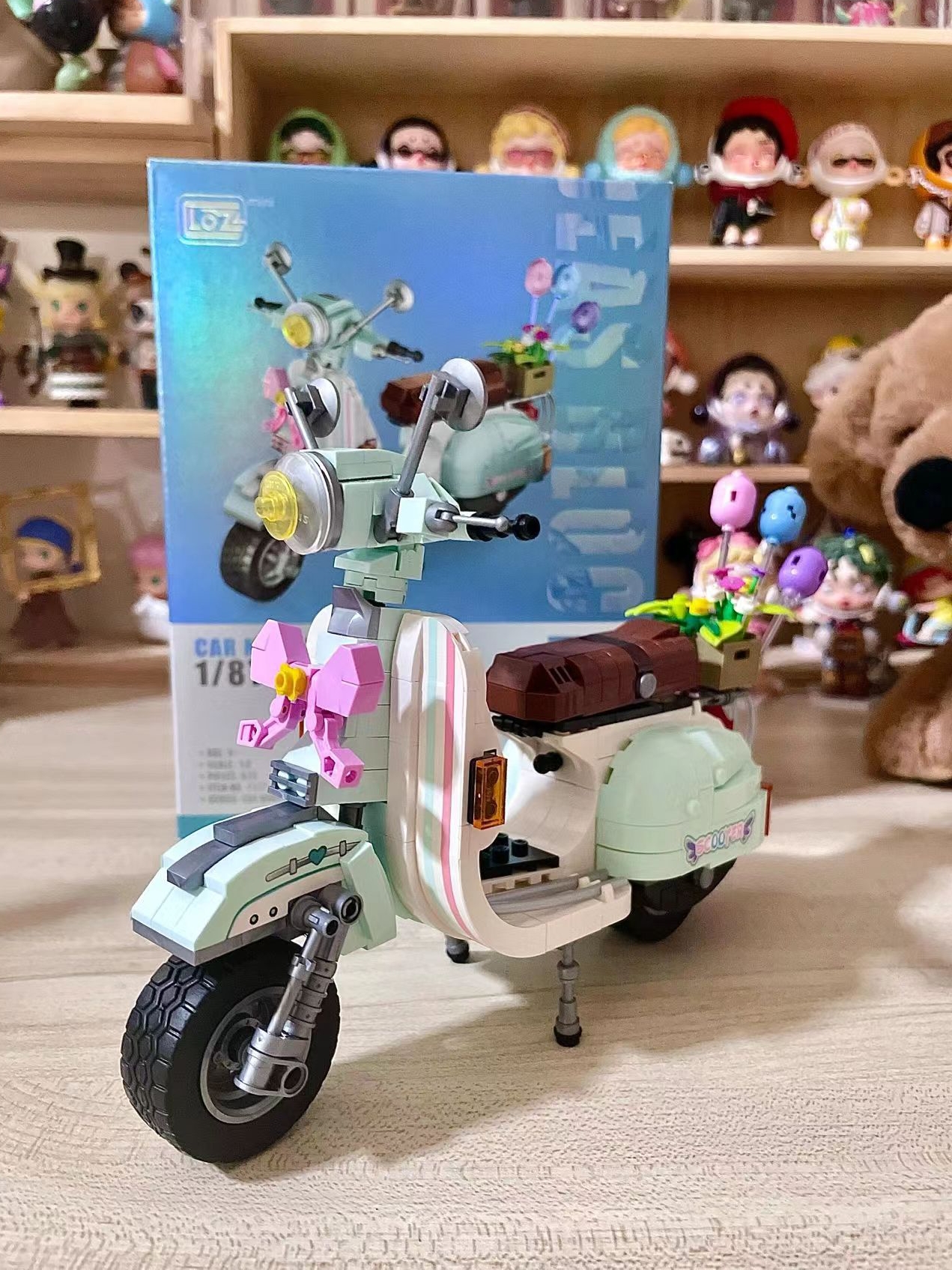 治愈积木拼装小颗粒小绵羊摩托车汽车玩具模型女孩子女生系列礼物