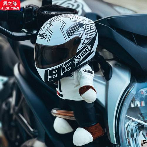 炫酷皮衣机车小熊玩具头盔机车摆件摩托车装饰尾箱饰品拉力熊宝马