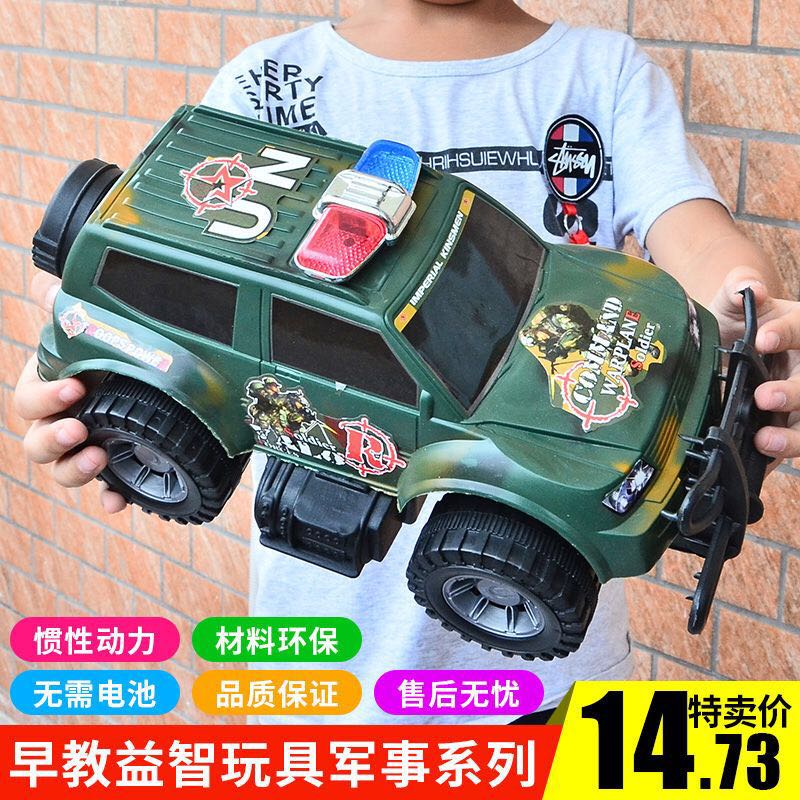 儿童大号越野玩具车男孩回力惯性工程军事模型玩具跑车警车免电池