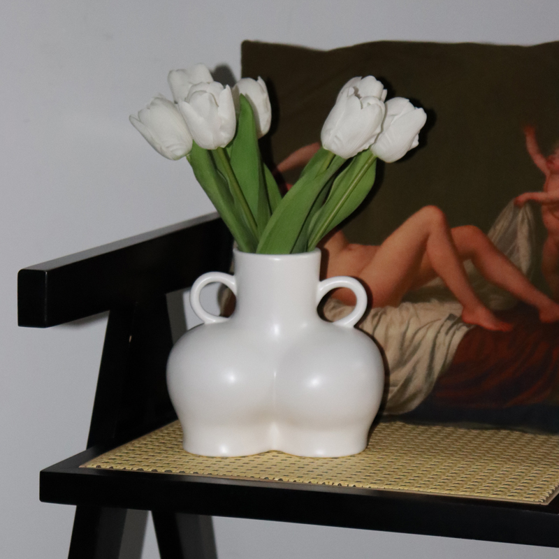 SOFTHOME法式艺术人体陶瓷花瓶抽象插花摆件客厅家居屁股装饰摆设