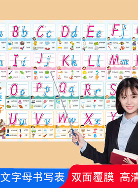 26个英文字母表挂图小学生二十六个英文字母表儿童拼音大小写墙贴