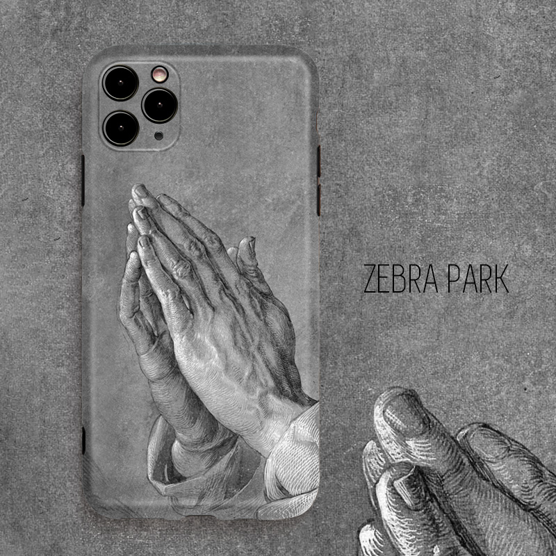 丢勒祈祷之手名画冷淡风艺术生的素描磨砂适用小米苹果13手机壳11