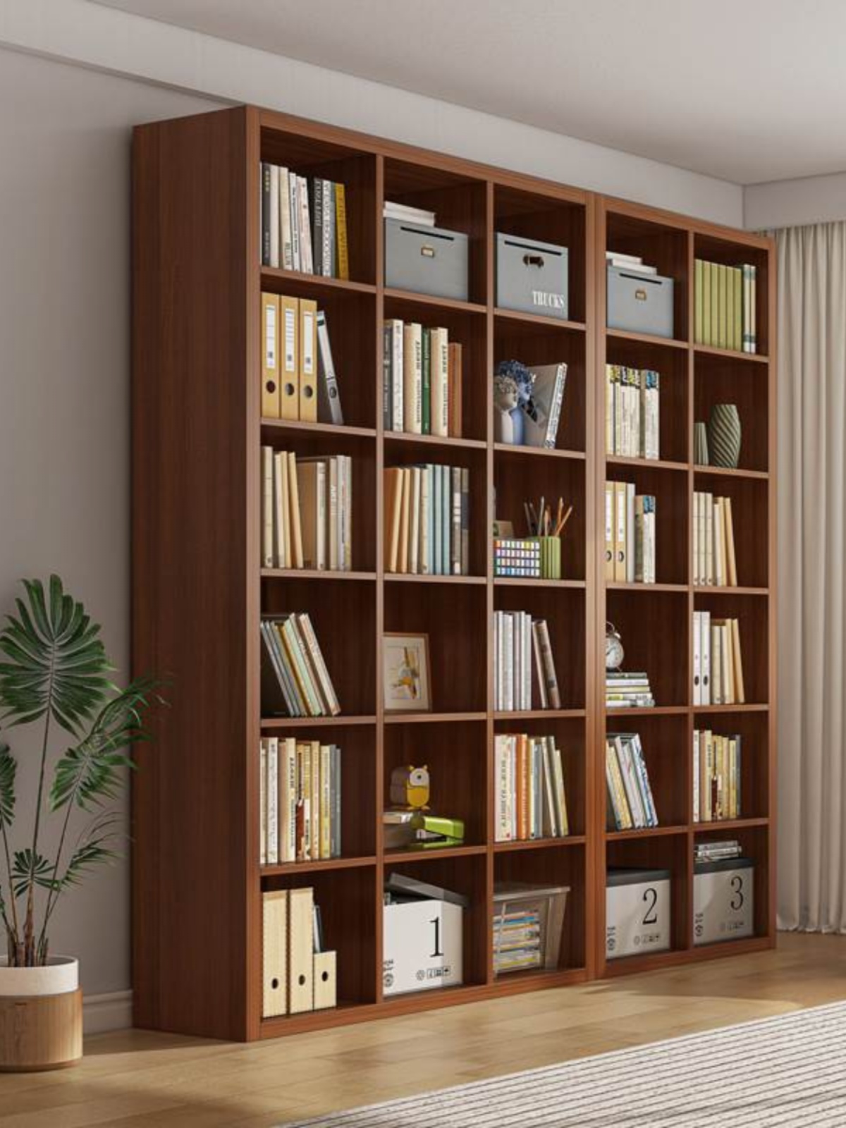 图书馆书架落地置物架客厅整面墙书柜一体整墙面墙家用满墙格子柜