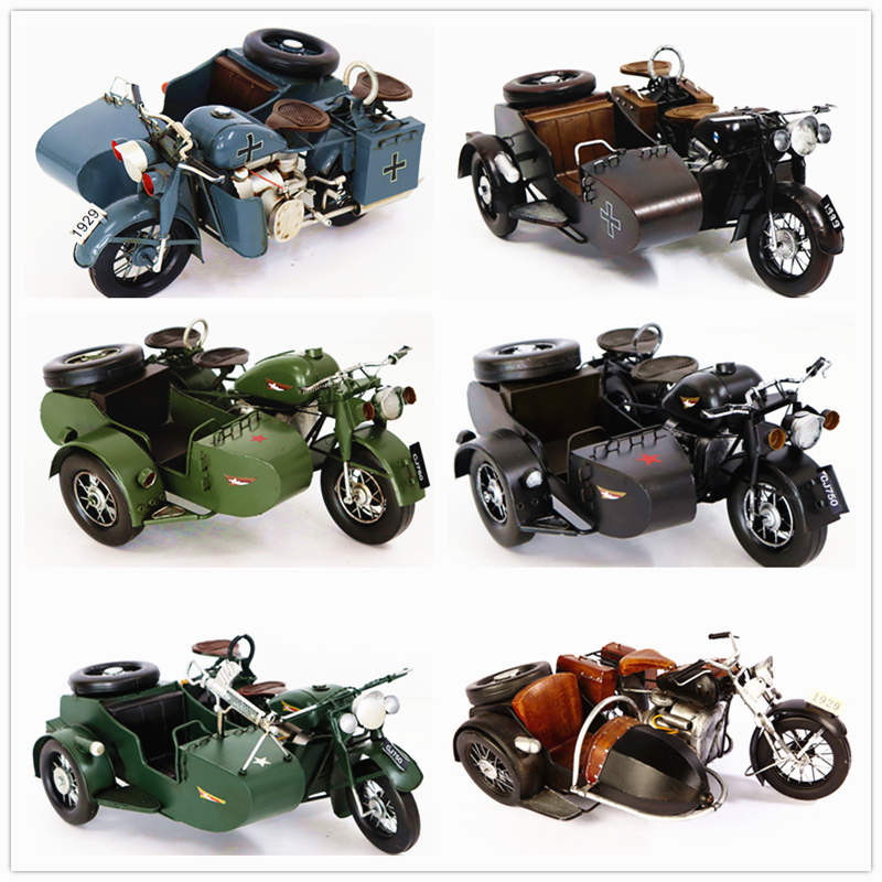 美式铁艺长江750侉子三轮摩托车模型复古创意家居电视柜装饰礼物
