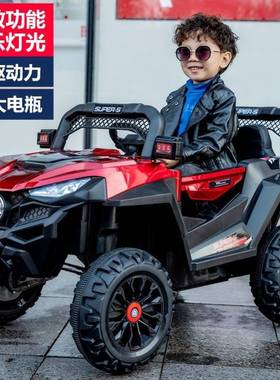 儿童电动车可坐大人儿童汽车四轮越野车4驱可遥控摇摆充电玩具车