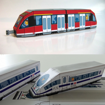 儿童手工折纸DIY拼装立体3D纸质模型卡通交通工具城市地铁高铁
