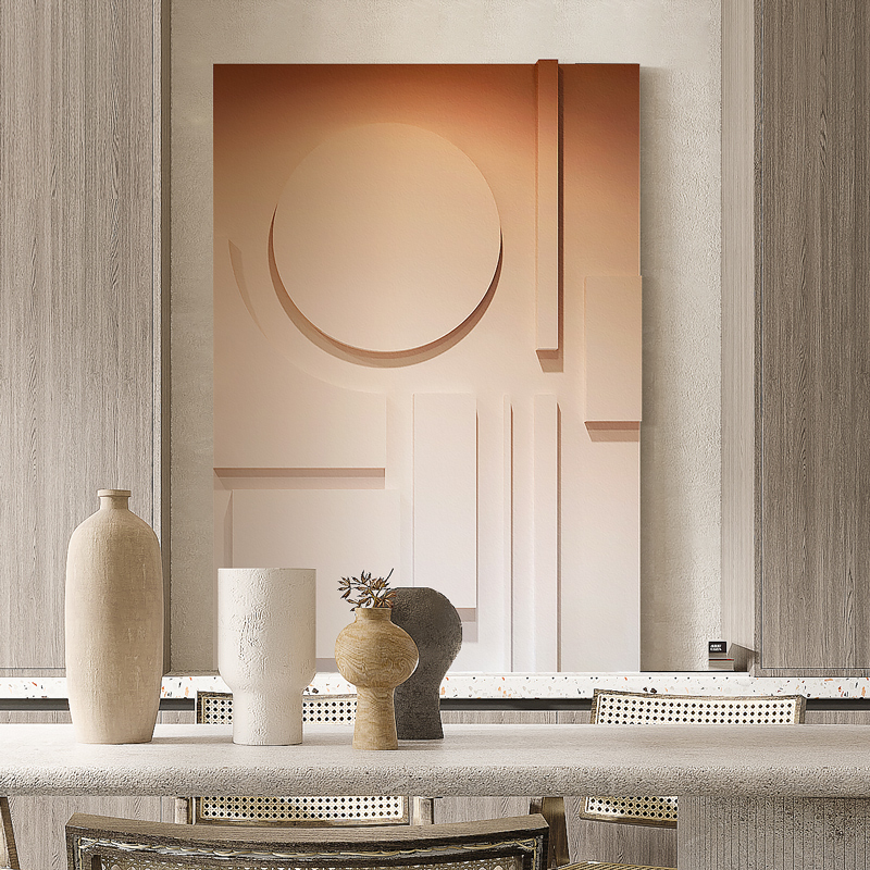 为你的家增添一份艺术气息 入户玄关装饰画抽象餐厅砂岩肌理挂画