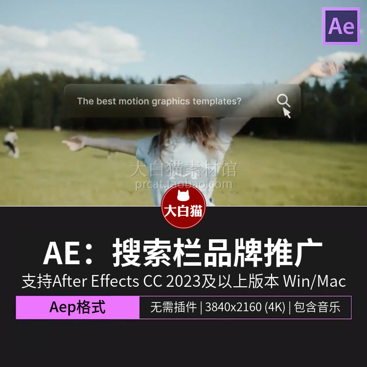 ae片头模板 半透明磨砂玻璃搜索栏企业宣传品牌推广视频Ae模板