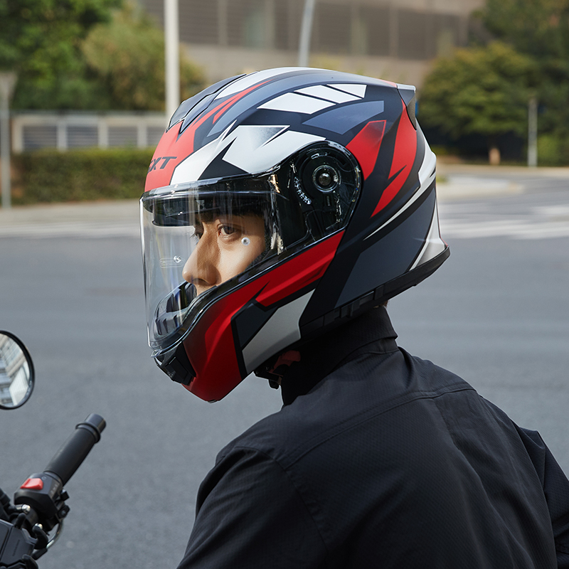 新款gxt摩托车揭面盔头盔冬季保暖男机车双镜片特大码65-66可戴