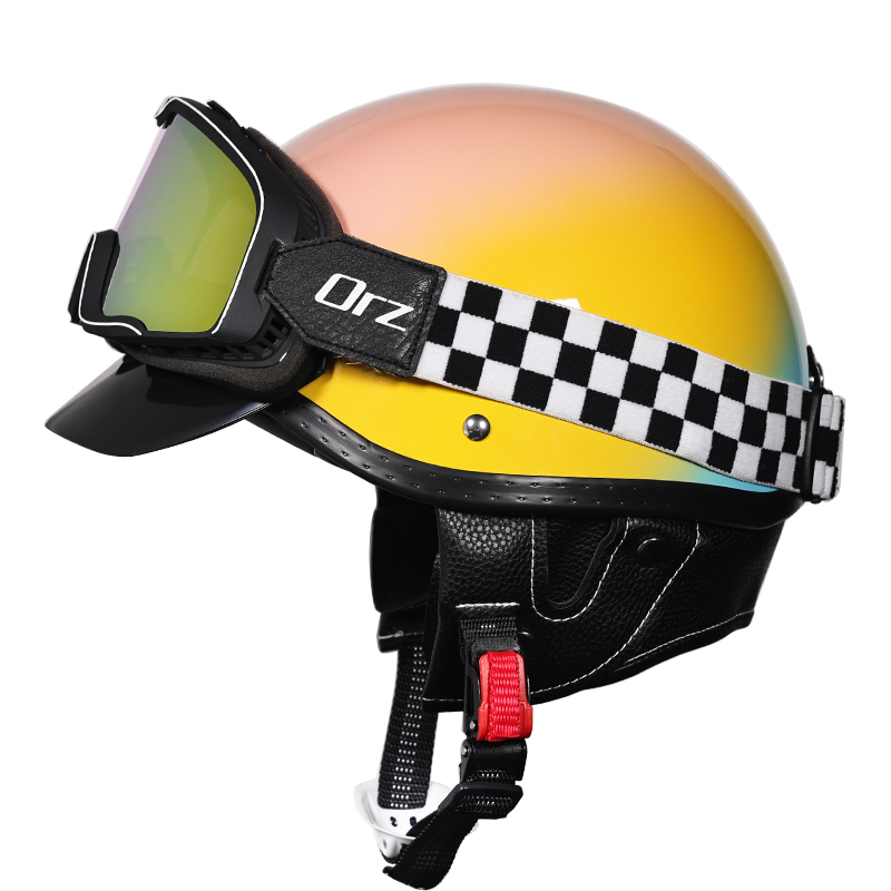 3C认证电动摩托车头盔男女半盔复古踏板机车安全帽四季
