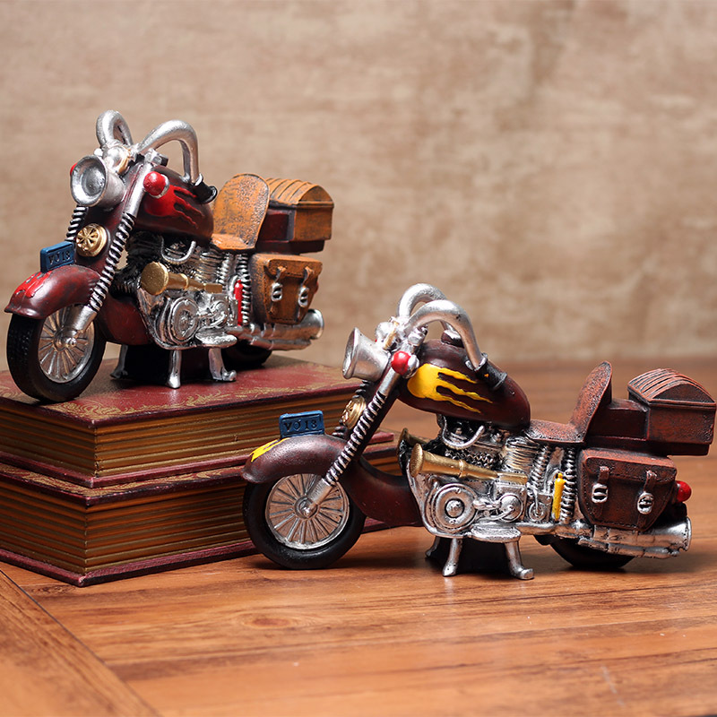 欧式复古怀旧摩托车模型摆件家居客厅酒柜咖啡厅儿童房装饰品摆设