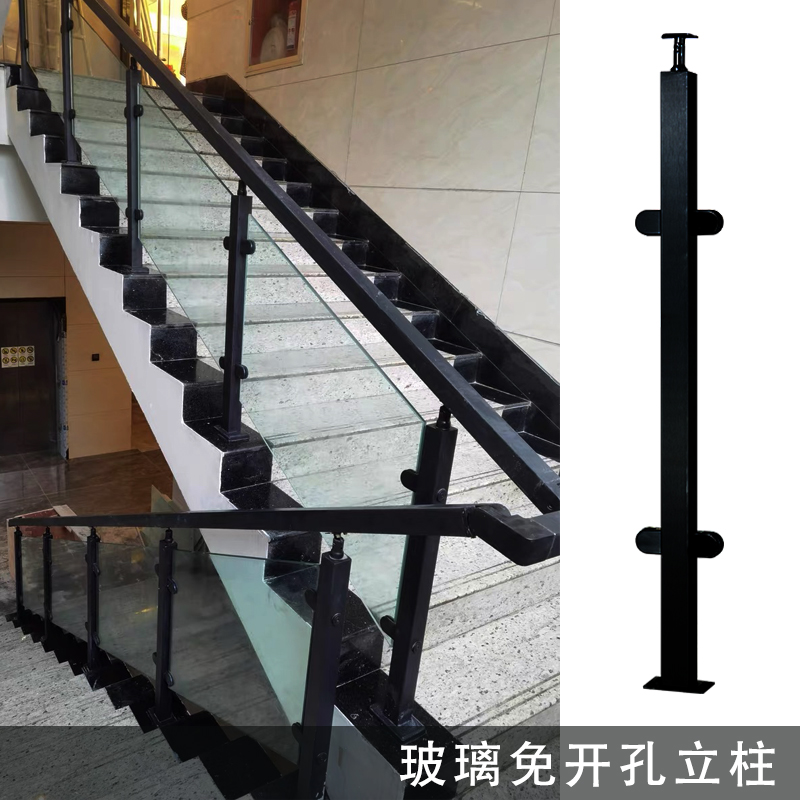 玻璃楼梯扶手栏杆 不锈钢扶手立柱 方管楼梯 阳台护栏免扶手