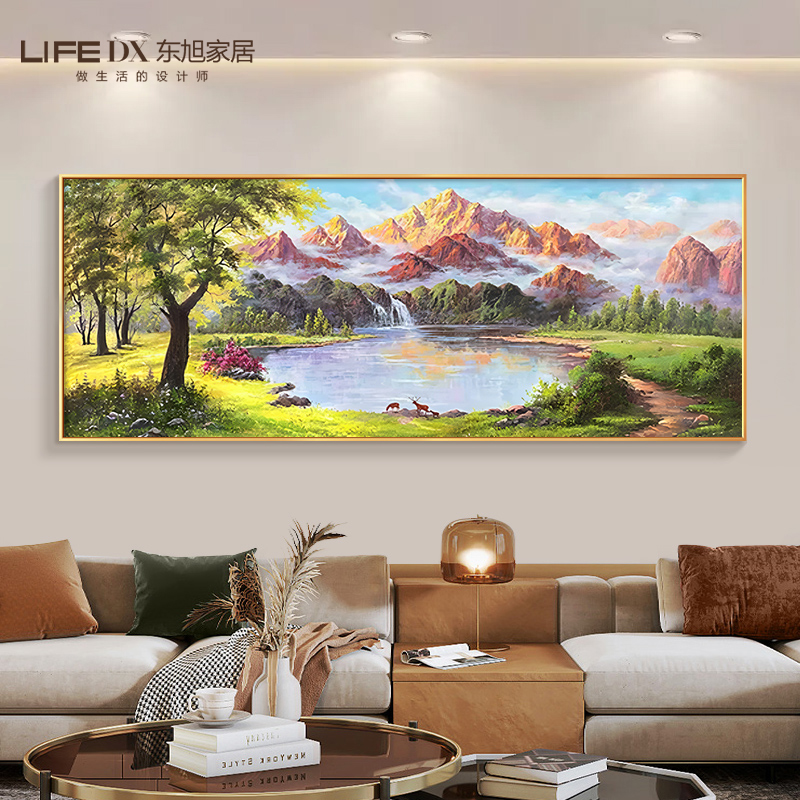 聚宝盆山水画客厅挂画沙发背景墙装饰画欧式风景手绘油画大气壁画