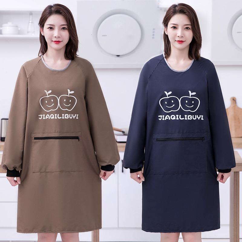 韩版公主风围裙厨房家用2024新款时尚好看做饭长袖罩衣工作服带袖