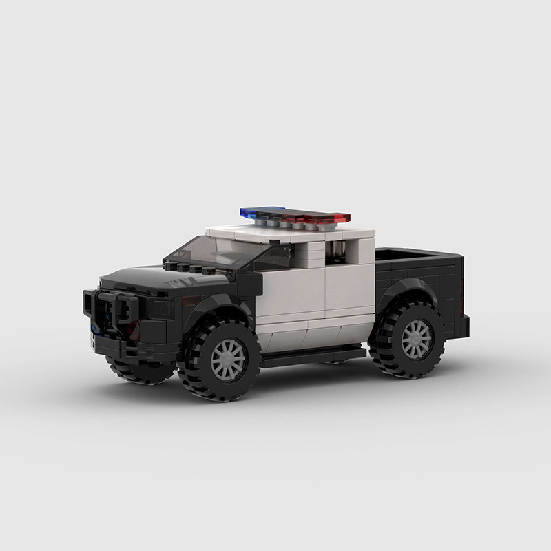 国产积木兼容乐高小颗粒moc 越野拦截警车SUV警车模型拼装玩具