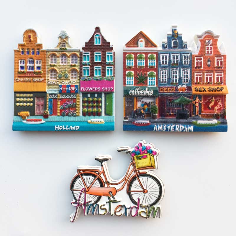 荷兰首都阿姆斯特丹街景旅游纪念品磁力冰箱贴 收藏装饰伴手礼