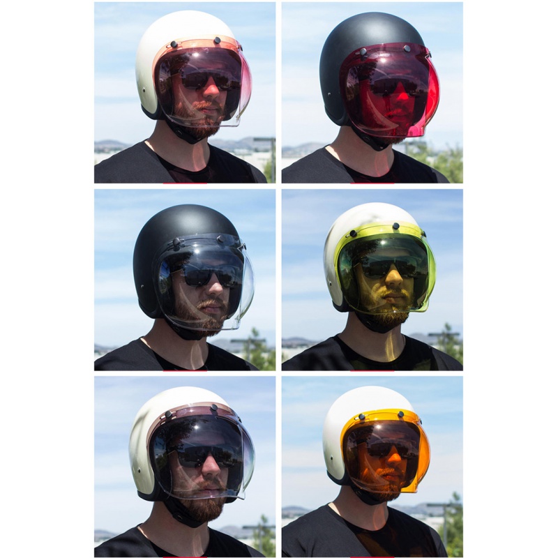 摩托车复古头盔泡泡镜风镜半覆式头盔半盔防风通用透明镜片墨镜