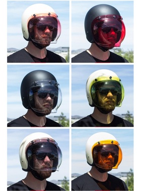 摩托车复古头盔泡泡镜风镜半覆式头盔半盔防风通用透明镜片墨镜