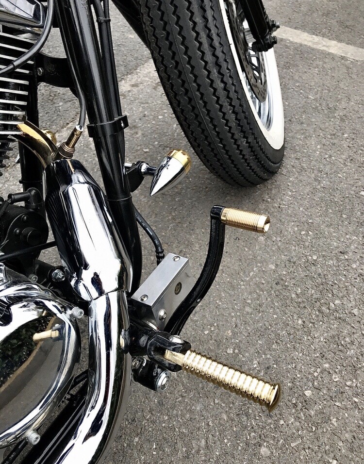 复古改装黄铜脚踏 博格250 哈雷 脚蹬条纹 黄铜抛光脚踏板杆专用