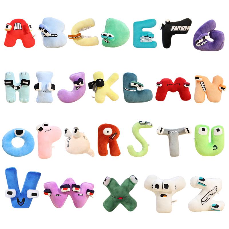 英文26个字母怪抱枕10个数字人可爱毛绒玩具卡通公仔儿童拼音玩偶